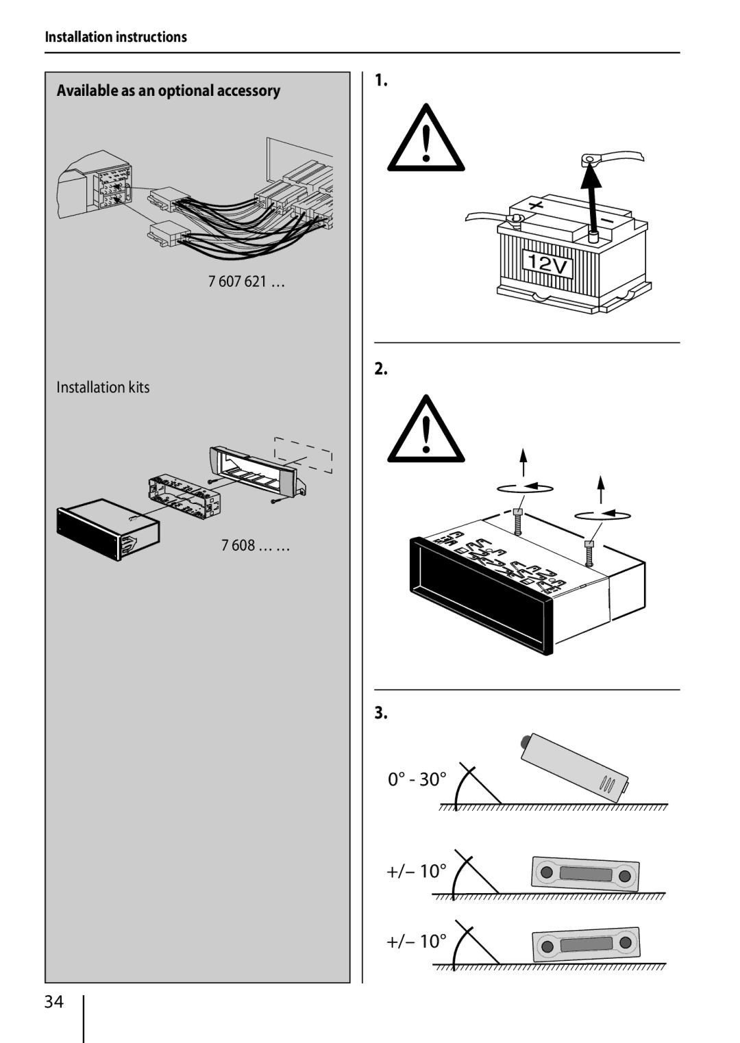 Blaupunkt TRUE installation instructions Installation kits 