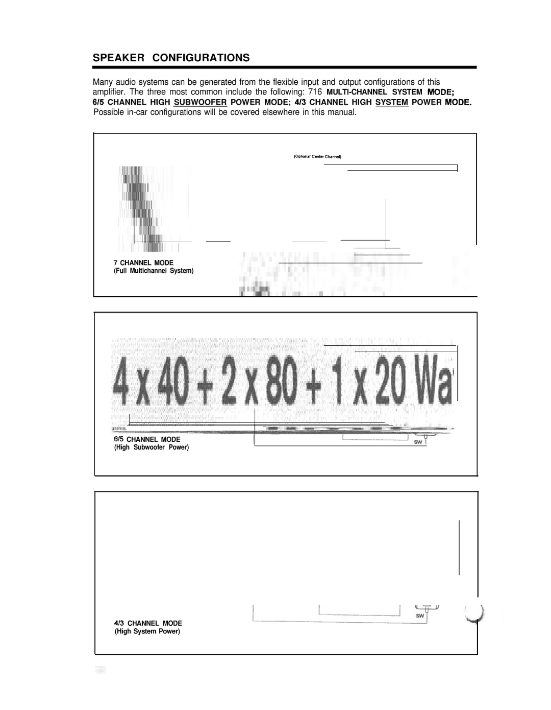 Blaupunkt V7000 manual Speaker Configurations 