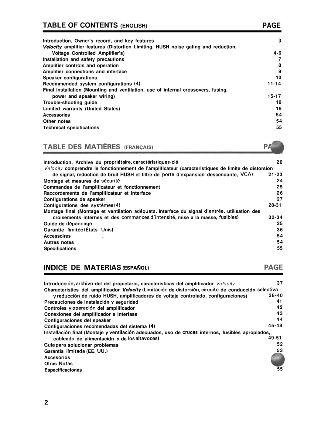 Blaupunkt V7000 manual Table of Contents English 