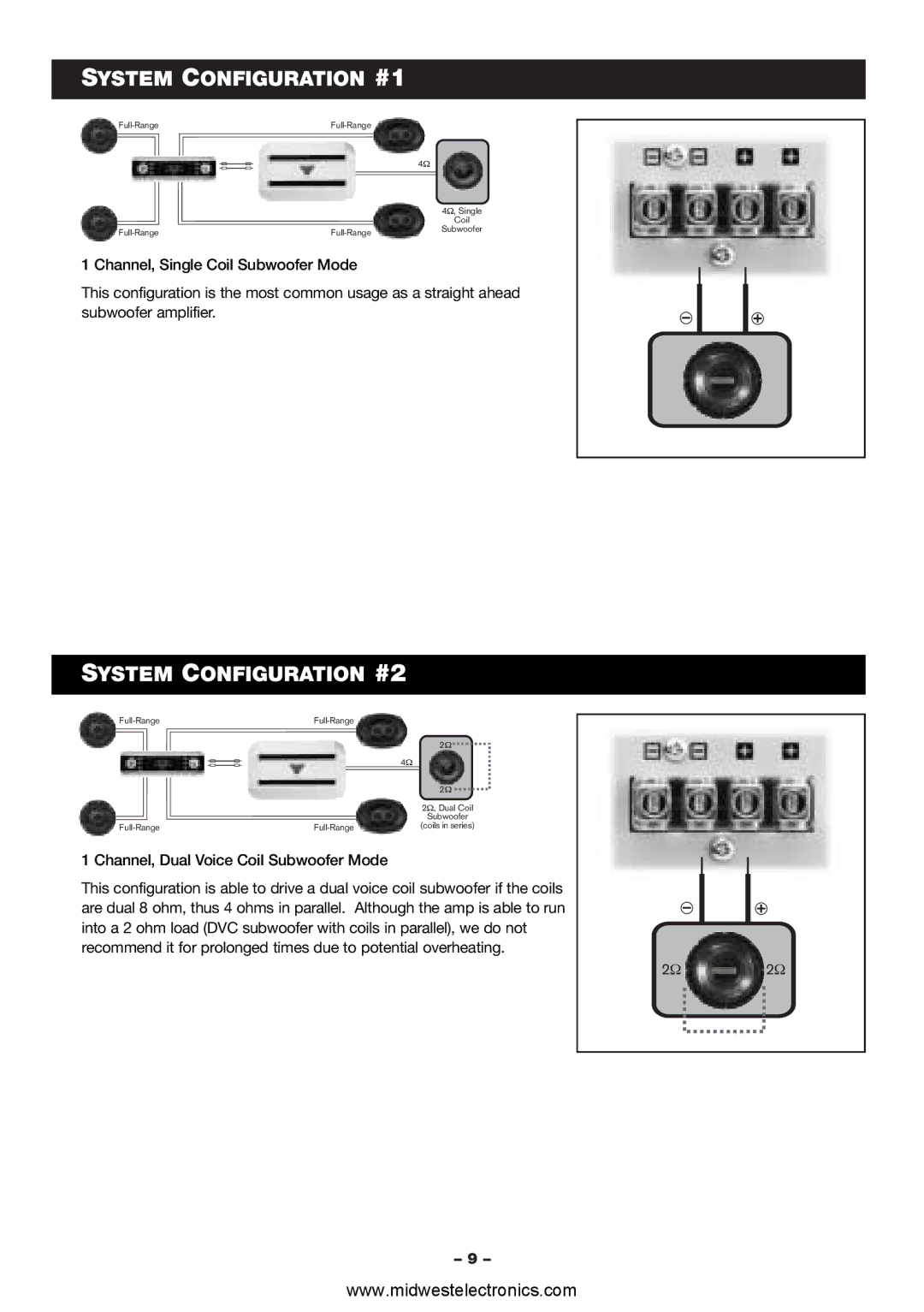 Blaupunkt VA1400 manual System Configuration #1, System Configuration #2 