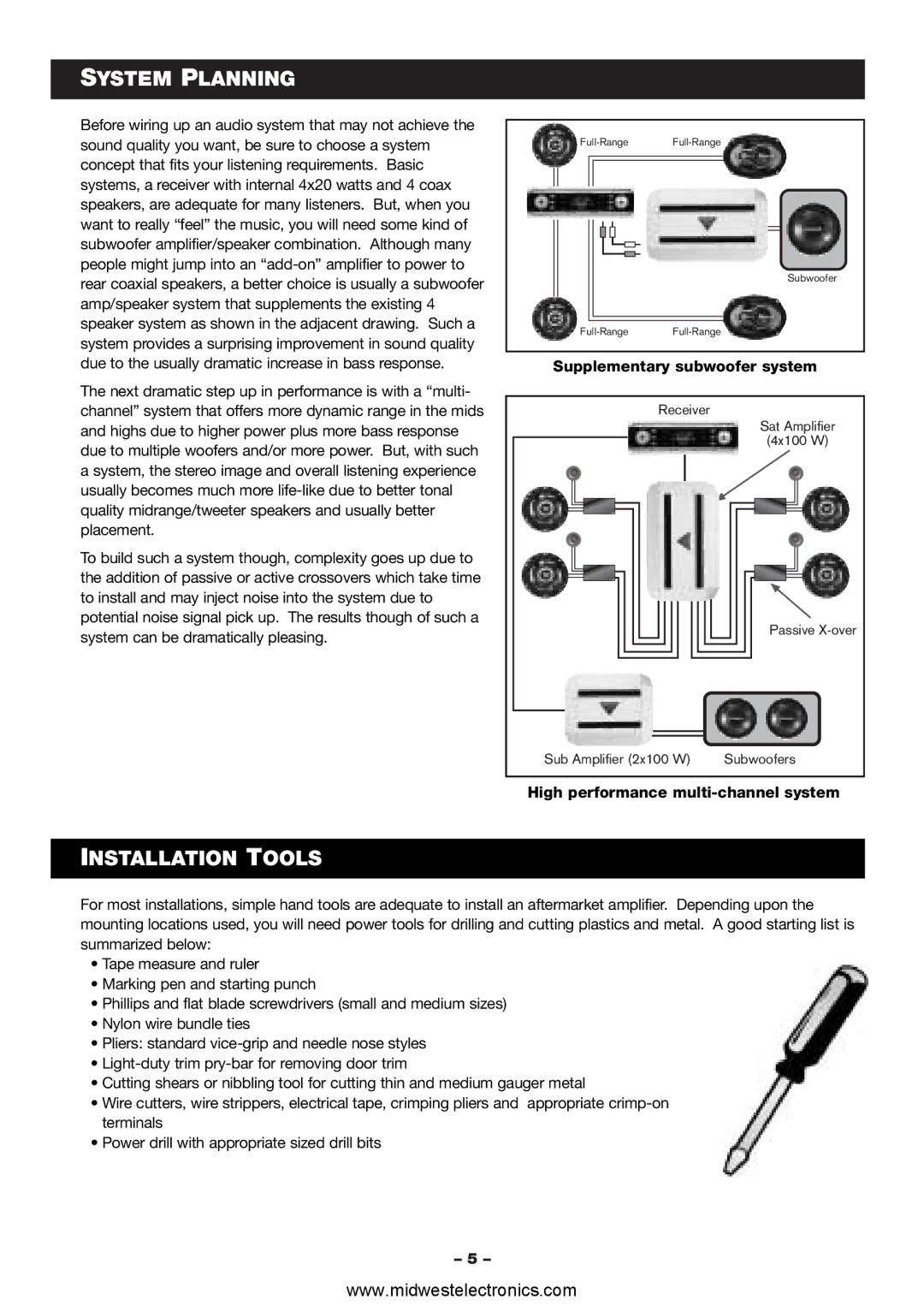 Blaupunkt VA1400 manual System Planning, Installation Tools 