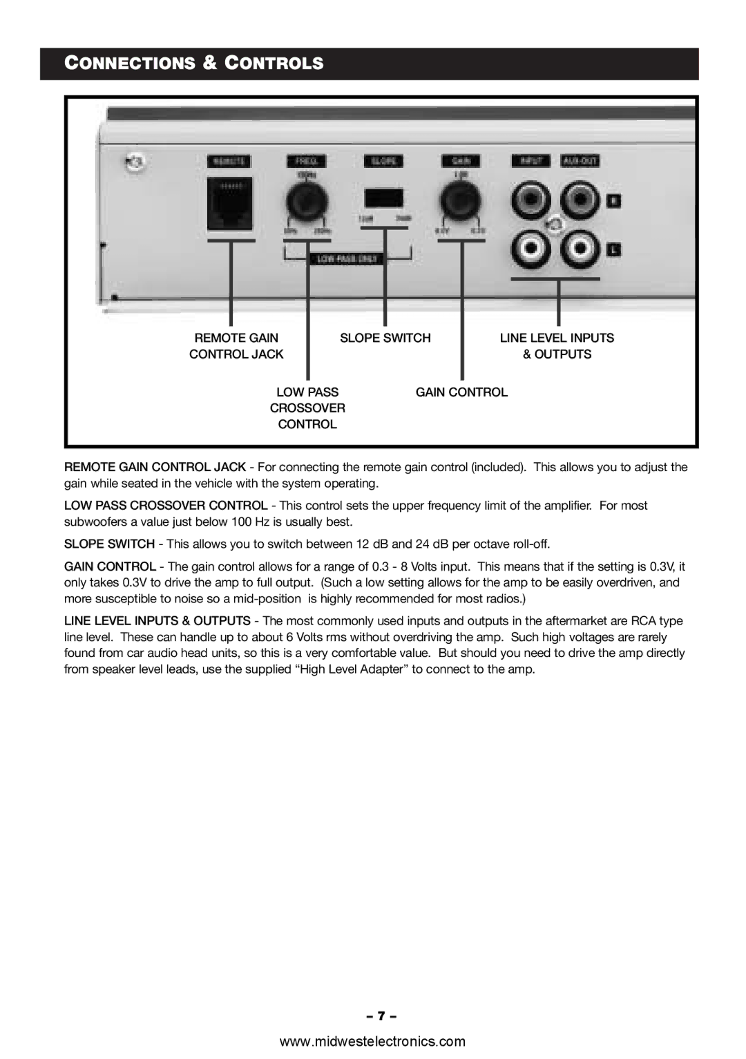 Blaupunkt VA1400 manual Connections & Controls 