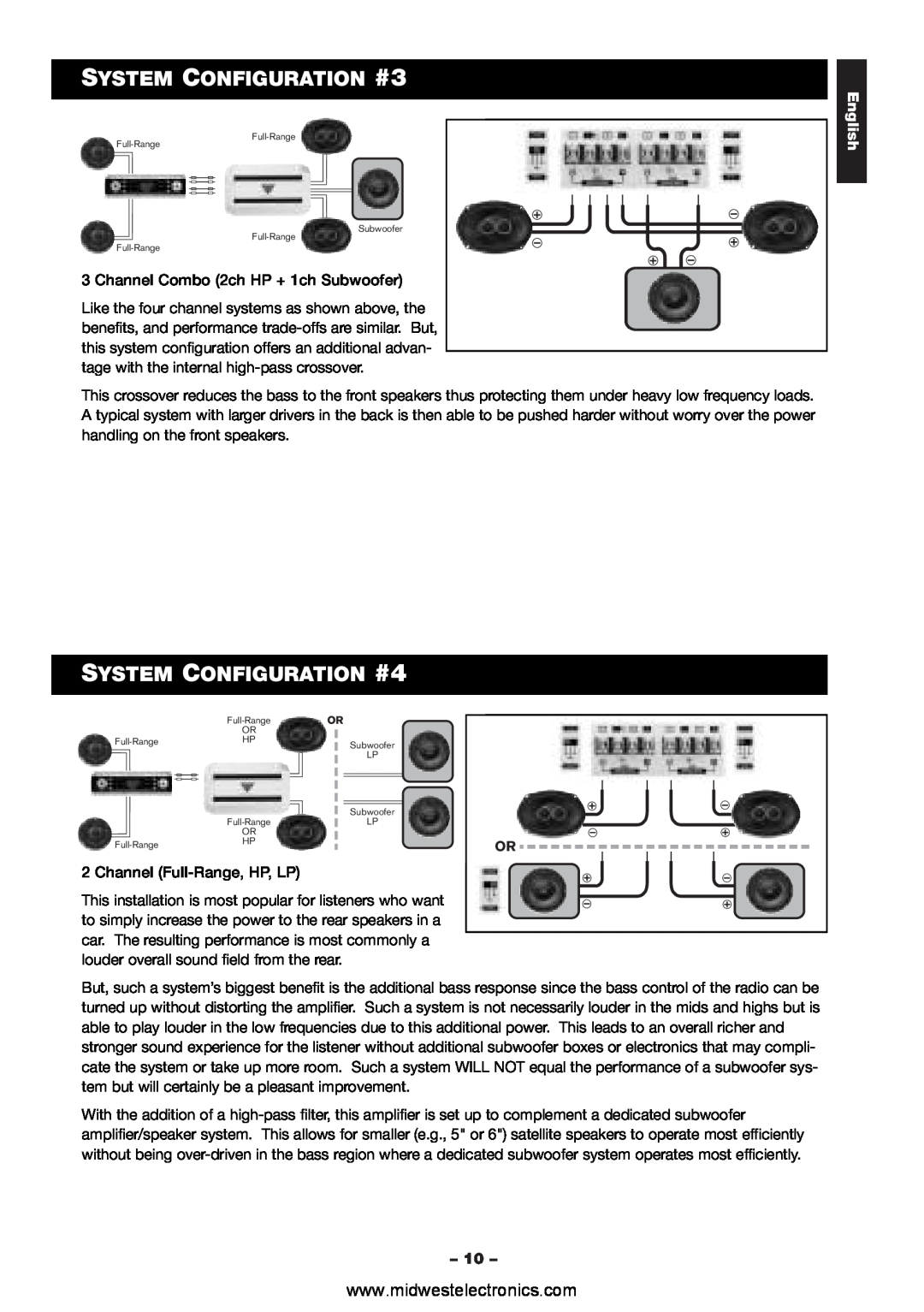 Blaupunkt VA4100 manual SYSTEM CONFIGURATION #3, SYSTEM CONFIGURATION #4, English 