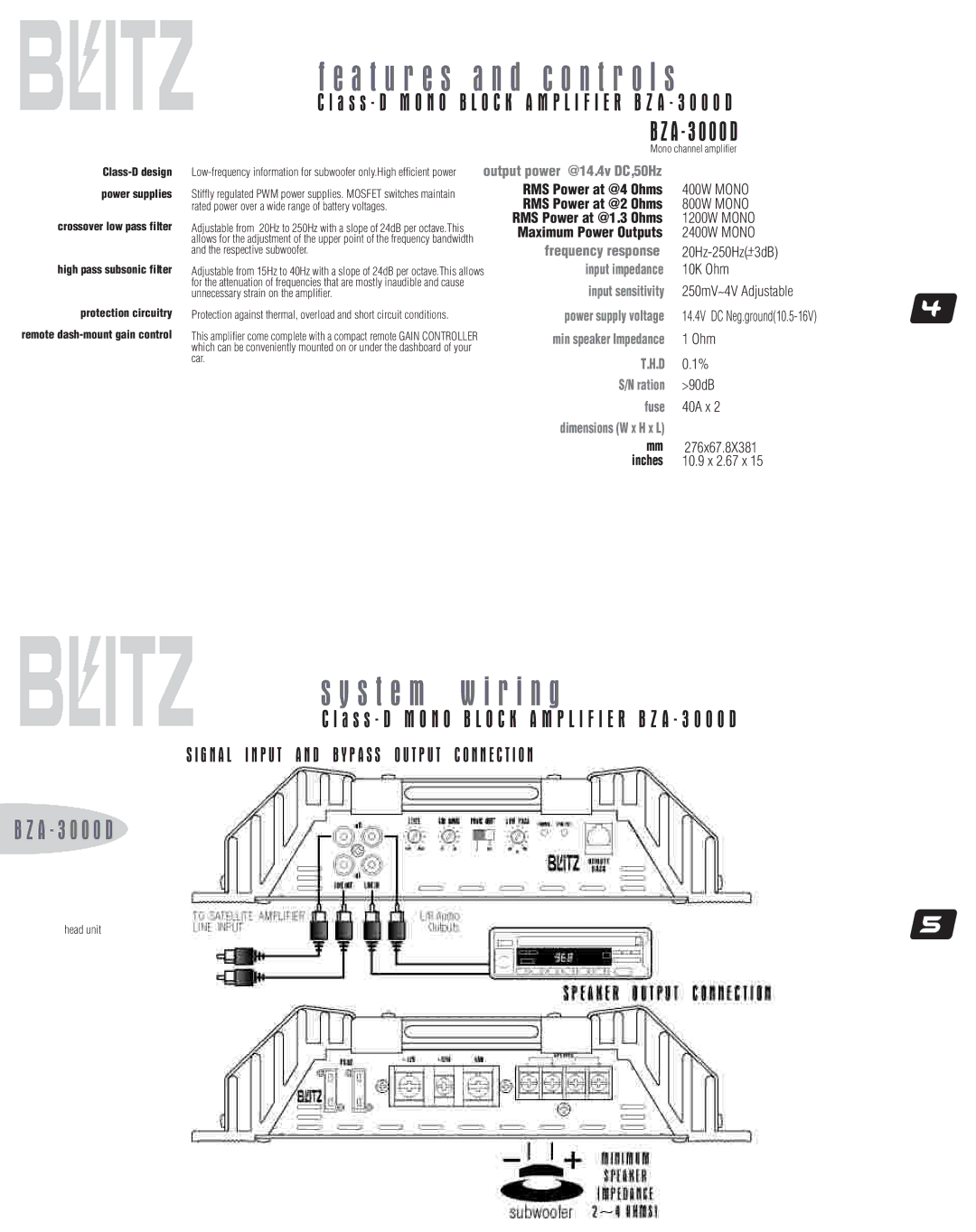 Blitz Audio BZA-3000D user manual S t e m w i r i n g, A 3 0 0 0 D 