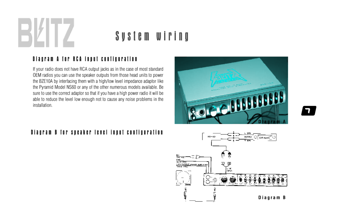 Blitz Audio BZE-10A user manual S t e m w i r i n g, A g r a m a f o r R C a i n p u t c o n f i g u r a t i o n 