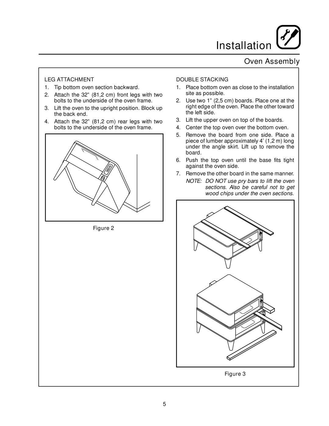 Blodgett 1200 SERIES manual Oven Assembly, LEG Attachment, Double Stacking 