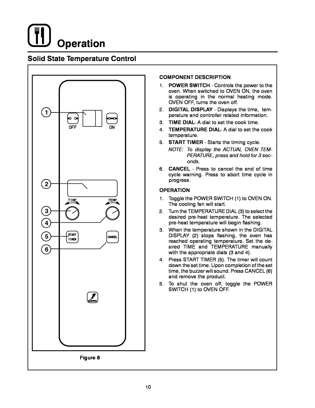 Blodgett 1400 SERIES manual Operation, Solid State Temperature Control, Component Description 