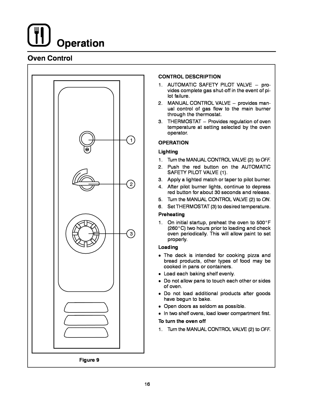 Blodgett 900 SERIES manual Oven Control, Operation, Control Description, OPERATION Lighting, Preheating, Loading 