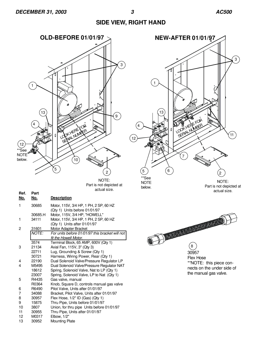 Blodgett AC-500 manual Side VIEW, Right Hand, NEW-AFTER 01/01/97 