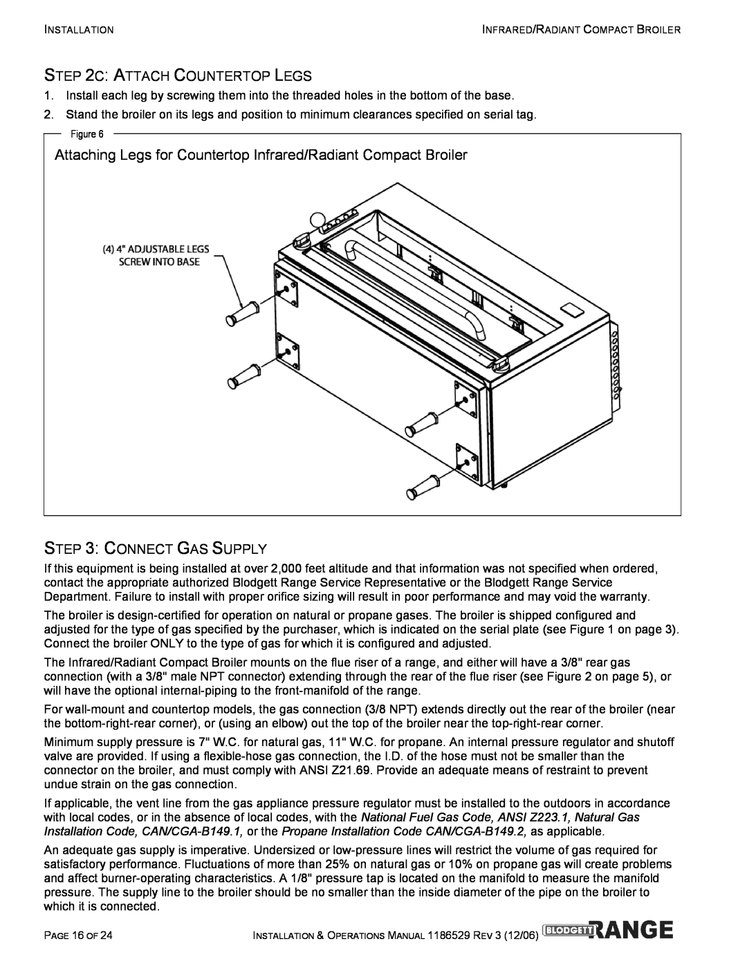 Blodgett B48-RAD, B48-NFR, B36-RAD Attaching Legs for Countertop Infrared/Radiant Compact Broiler, C Attach Countertop Legs 
