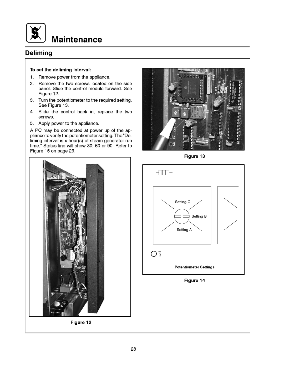 Blodgett BC-20G manual To set the deliming interval 