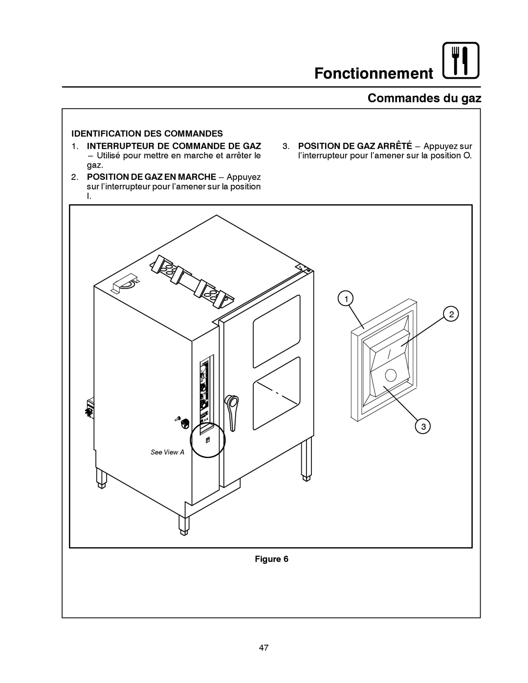 Blodgett BC-20G manual Commandes du gaz, Identification DES Commandes Interrupteur DE Commande DE GAZ 