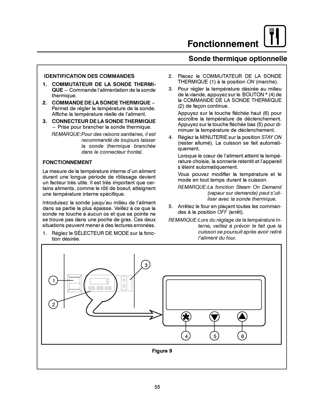 Blodgett BC-20G manual Sonde thermique optionnelle, Commande DE LA Sonde Thermique, Connecteur DE LA Sonde Thermique 