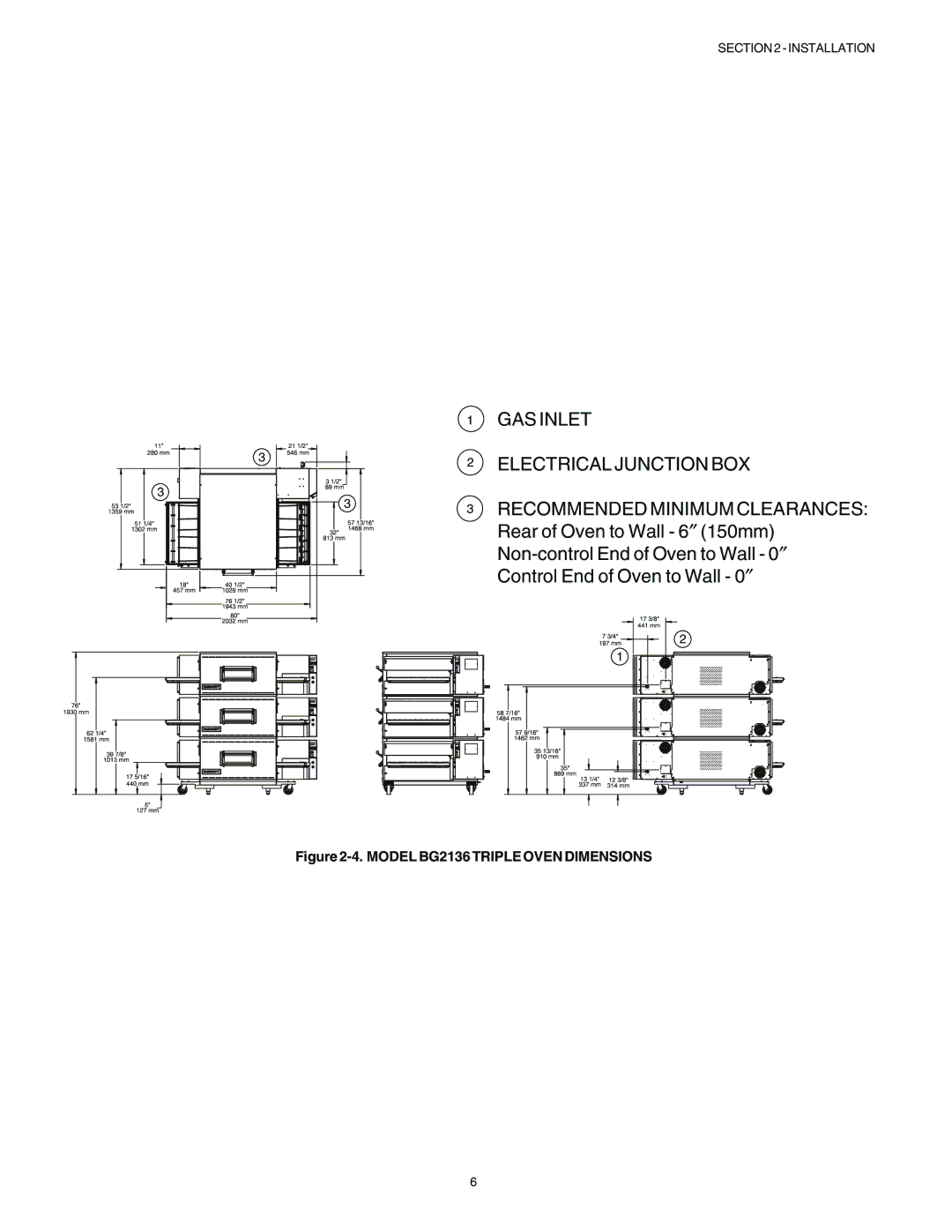 Blodgett manual Model BG2136 Triple Oven Dimensions 