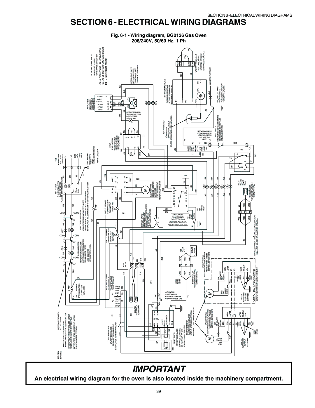 Blodgett BG2136 manual Electrical Wiring Diagrams 