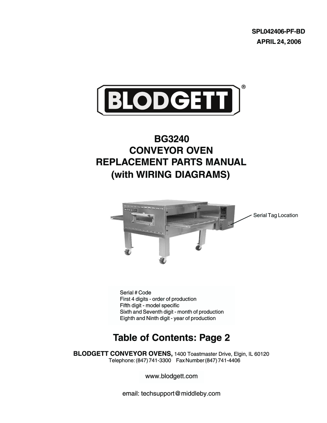 Blodgett BG3240 manual 