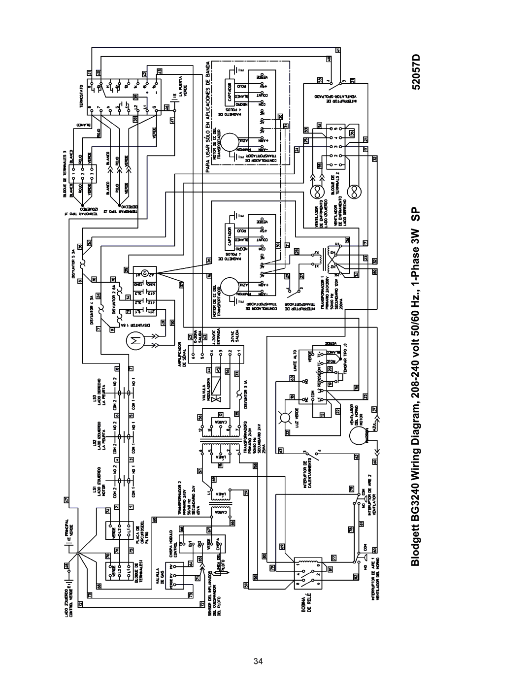 Blodgett BG3240 manual Phase 3W 52057 REV.. D SP 