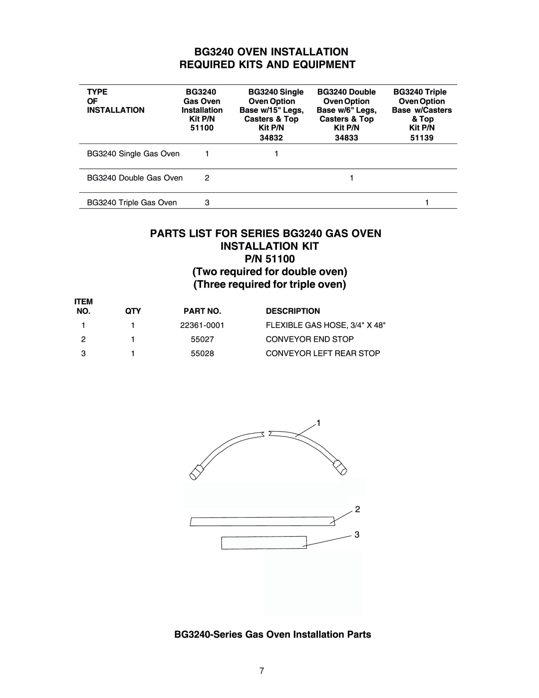 Blodgett manual BG3240 Oven Installation KIT 