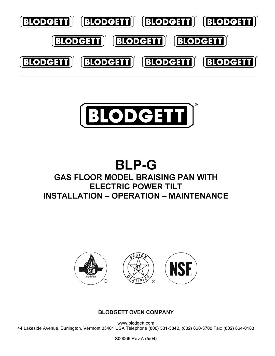 Blodgett BLP-40G manual Blp-G 