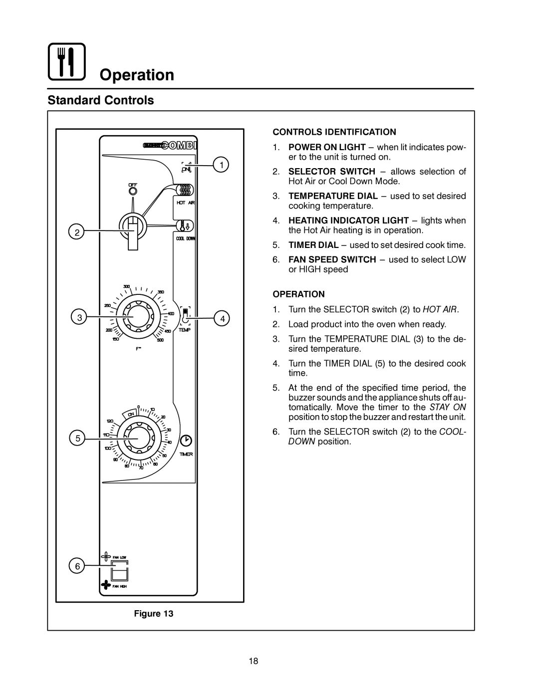 Blodgett CNV14G, CNV14E manual Standard Controls, Operation 