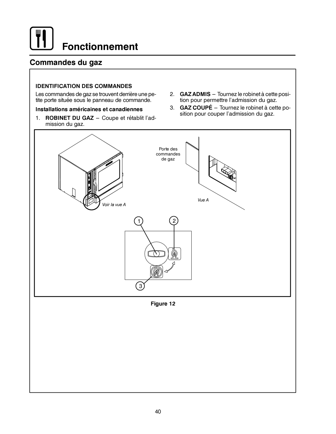 Blodgett CNV14G, CNV14E manual Commandes du gaz, Identification DES Commandes 