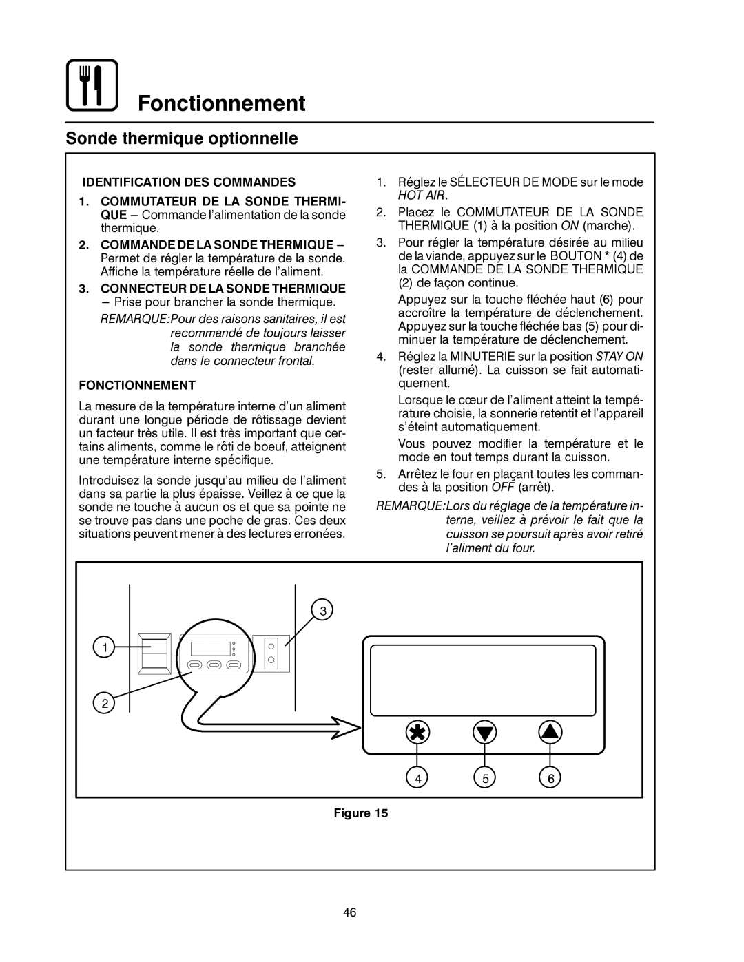 Blodgett CNV14G, CNV14E manual Sonde thermique optionnelle, Commande DE LA Sonde Thermique, Connecteur DE LA Sonde Thermique 