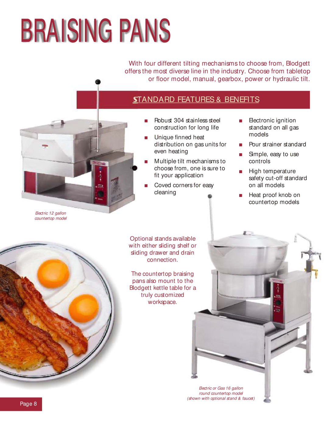 Blodgett CONVECTION STEAMERS KETTLES BRAISING PANS manual Braising Pans 