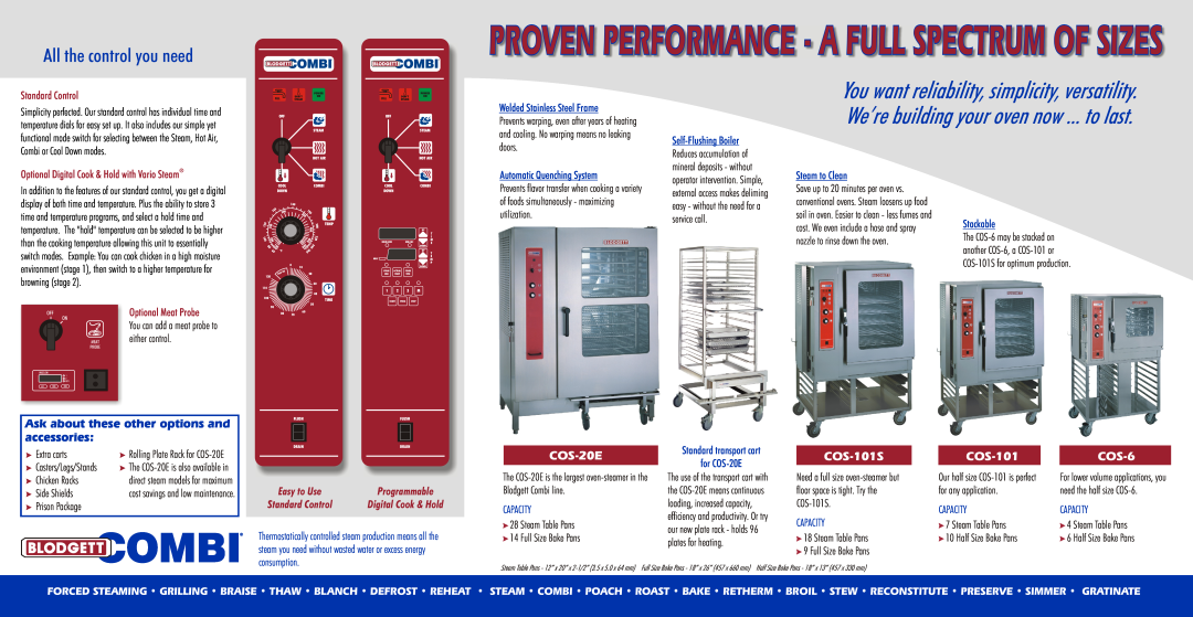 Blodgett Proven Performance - A Full Spectrum Of Sizes, All the control you need, COS-20E, COS-101S, COS-6 