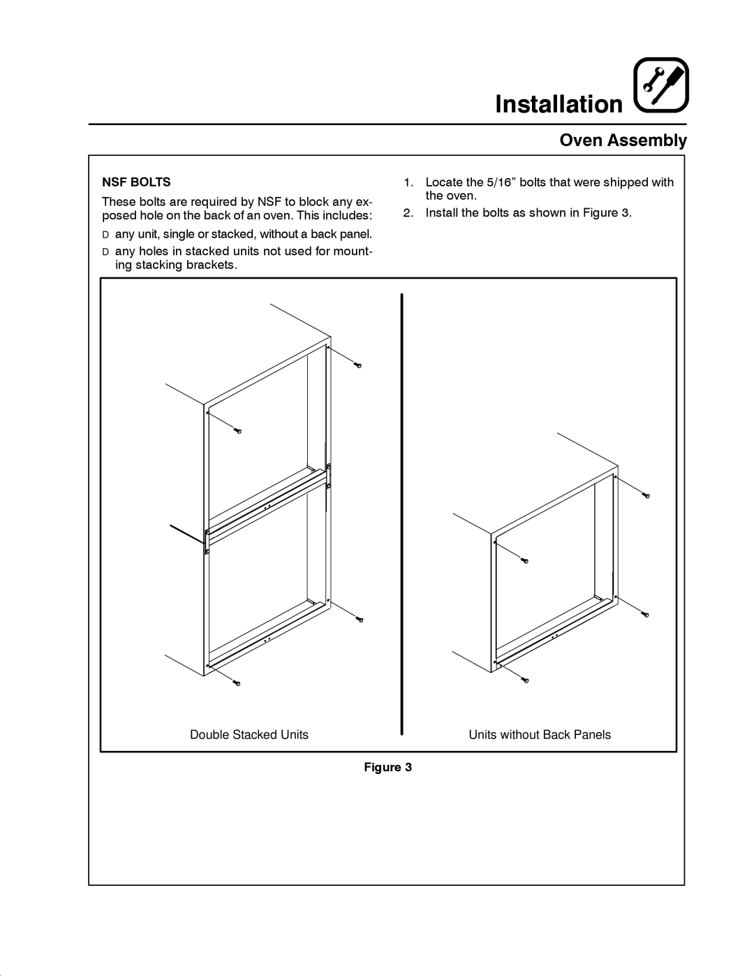 Blodgett DFG-100, DFG-200 manual Oven Assembly, NSF Bolts 