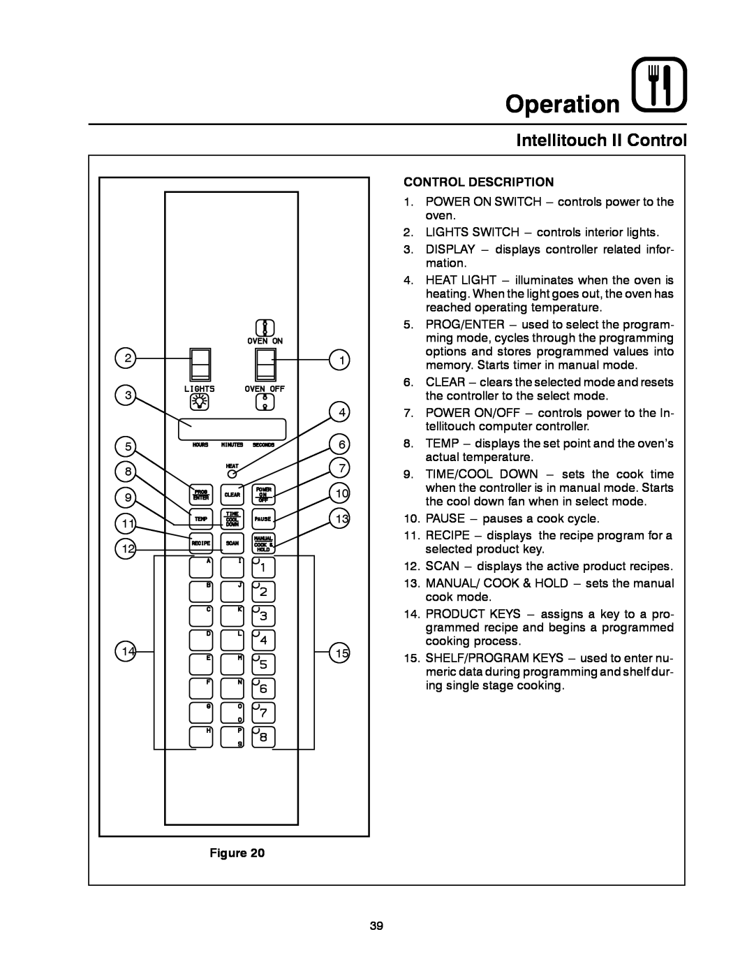 Blodgett DFG-100, DFG-200 manual Intellitouch II Control, Operation, Control Description 