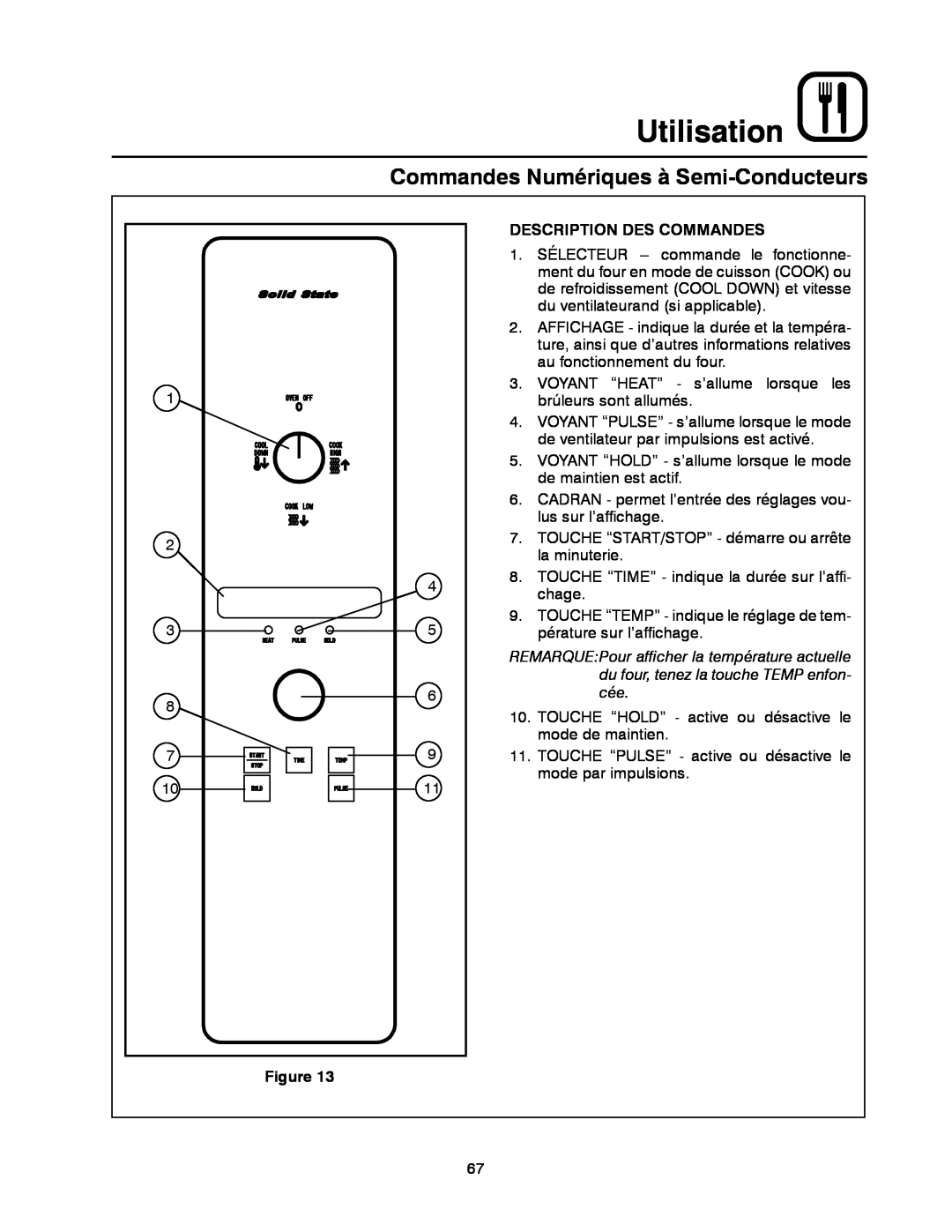 Blodgett DFG-100, DFG-200 manual Commandes Numériques à Semi-Conducteurs, Utilisation, Description Des Commandes 