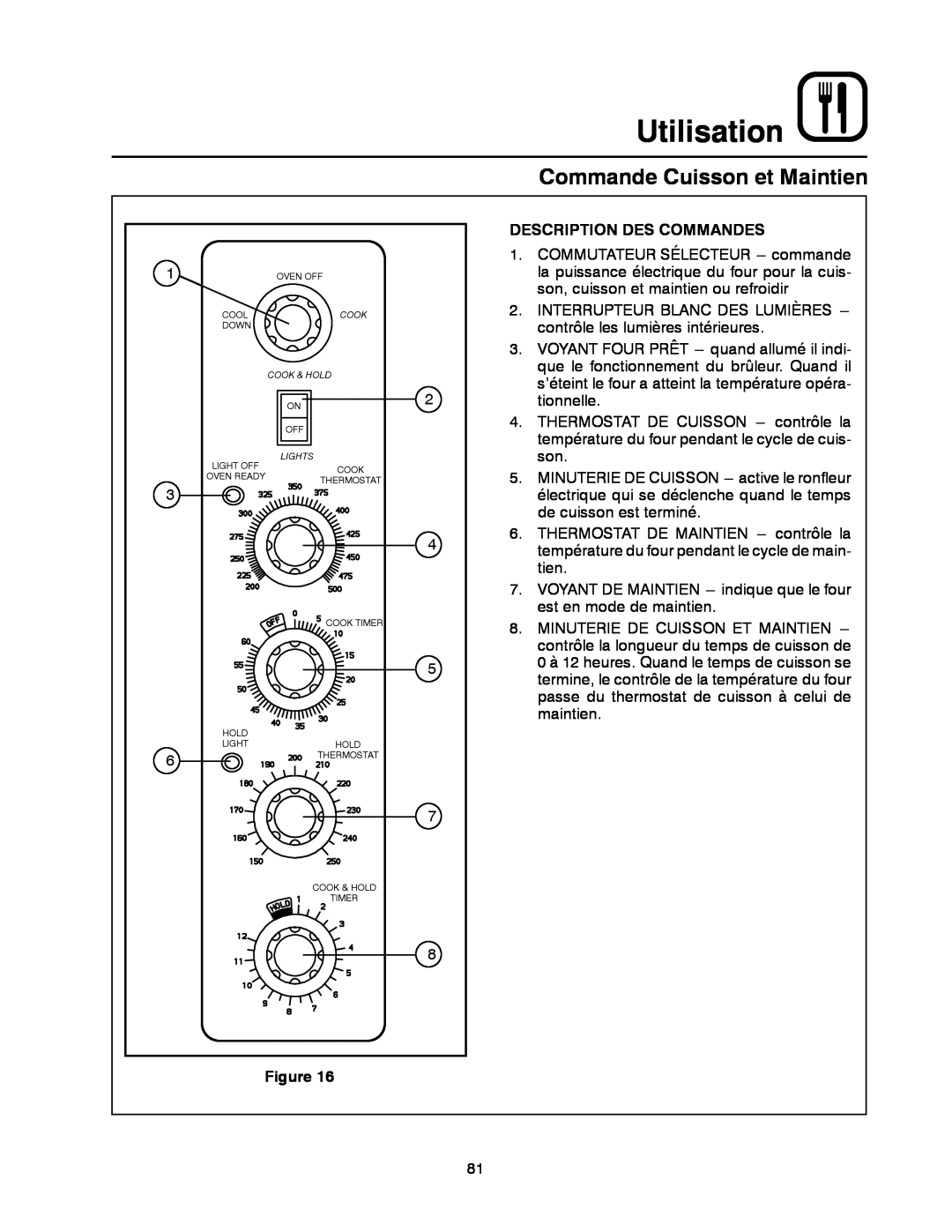 Blodgett DFG-100, DFG-200 manual Commande Cuisson et Maintien, Utilisation, Description Des Commandes 