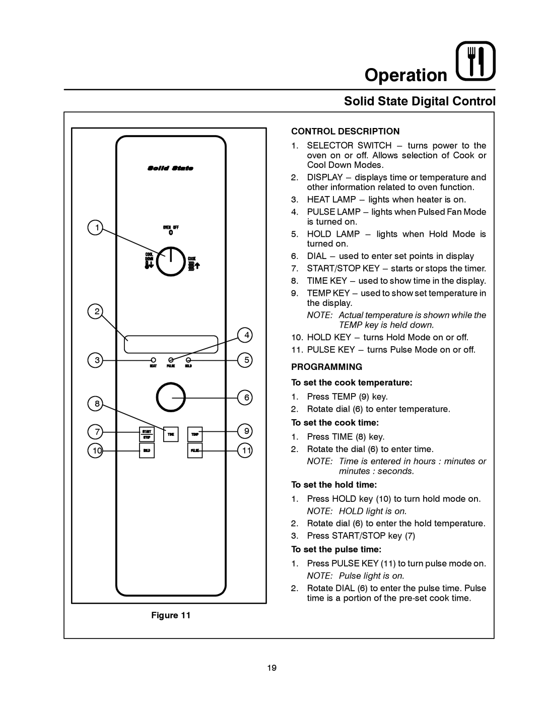 Blodgett DFG-50 manual Solid State Digital Control, Programming 