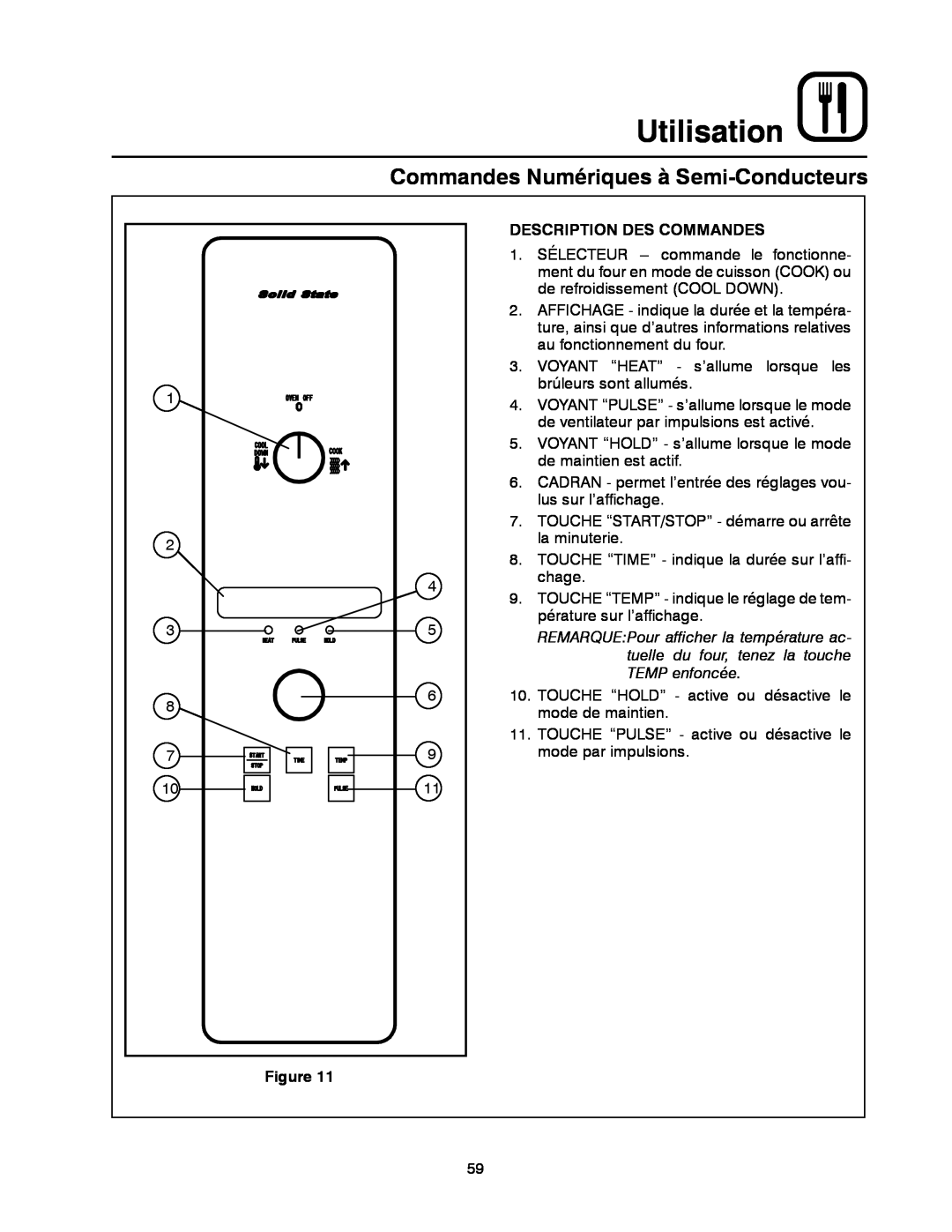 Blodgett DFG-50 manual Commandes Numériques à Semi-Conducteurs, Utilisation, Description Des Commandes 