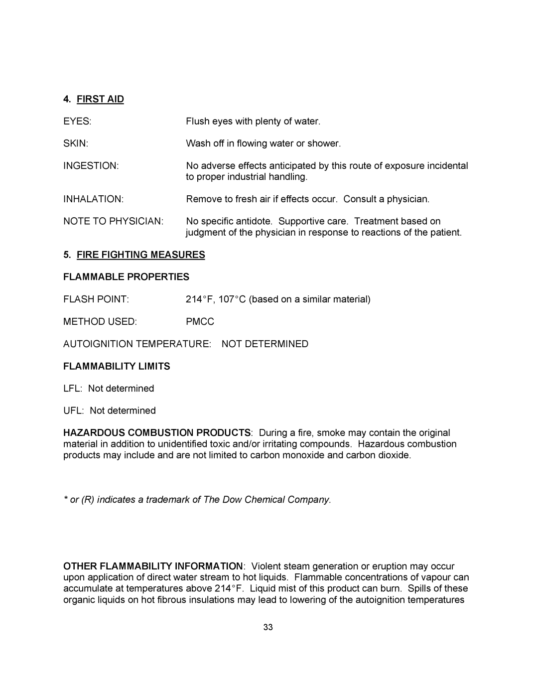 Blodgett KLS-20G, KLS-40G, KLS-60G manual First AID, Fire Fighting Measures Flammable Properties, Flammability Limits 