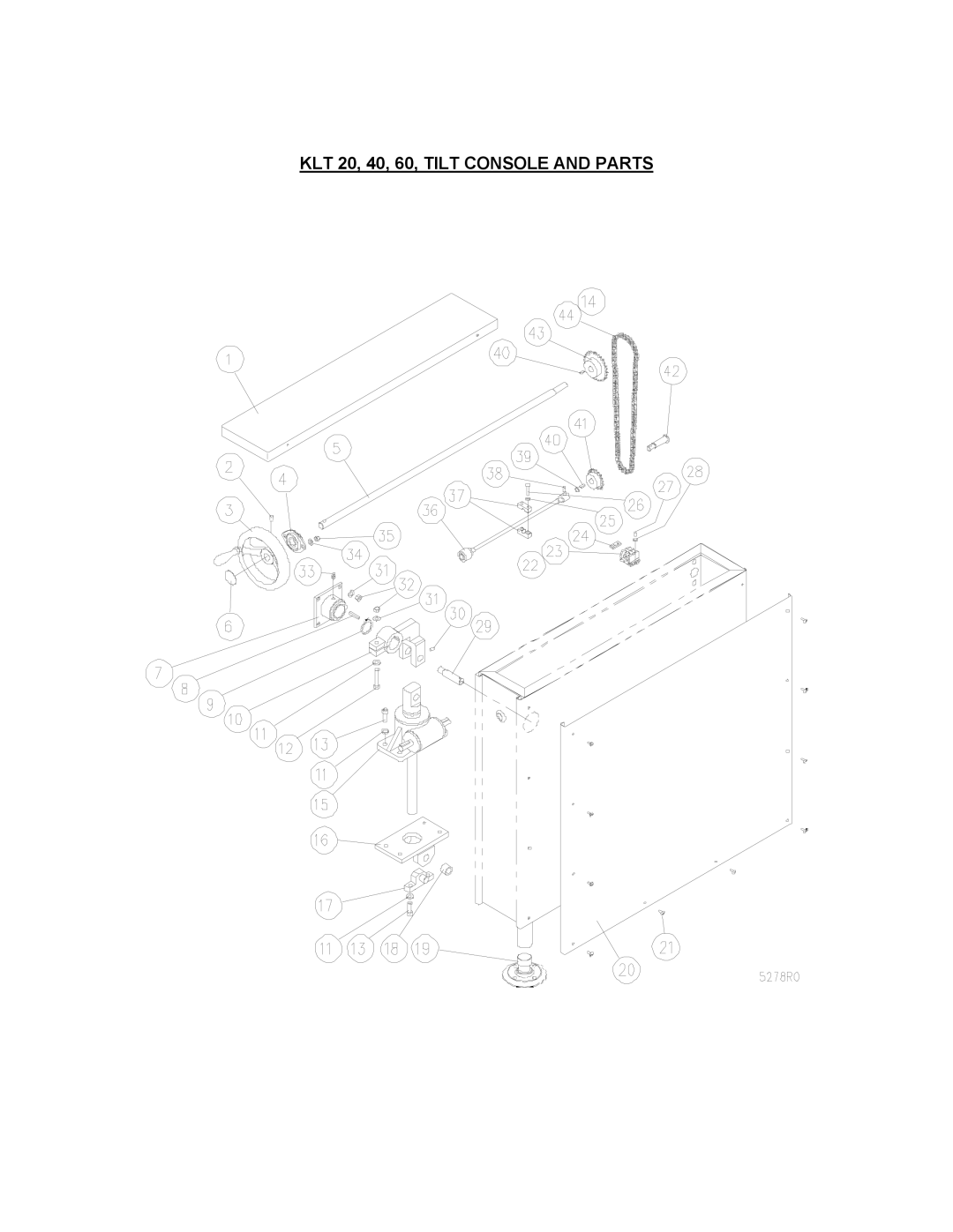 Blodgett KLT-40G, KLT-60G, KLT-20G manual KLT 20, 40, 60, Tilt Console and Parts 