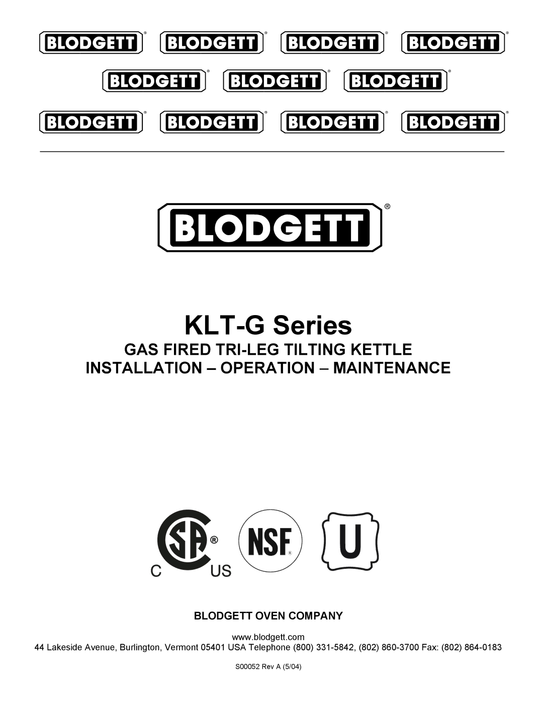 Blodgett KLT-G Series manual Important Notes for Installation and Operation 