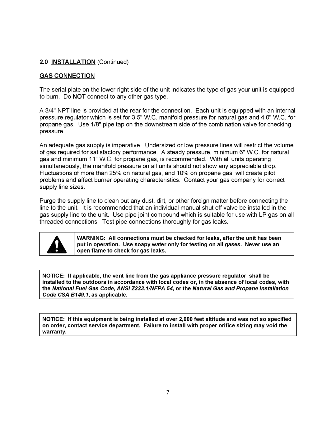 Blodgett KLT-G Series manual GAS Connection 