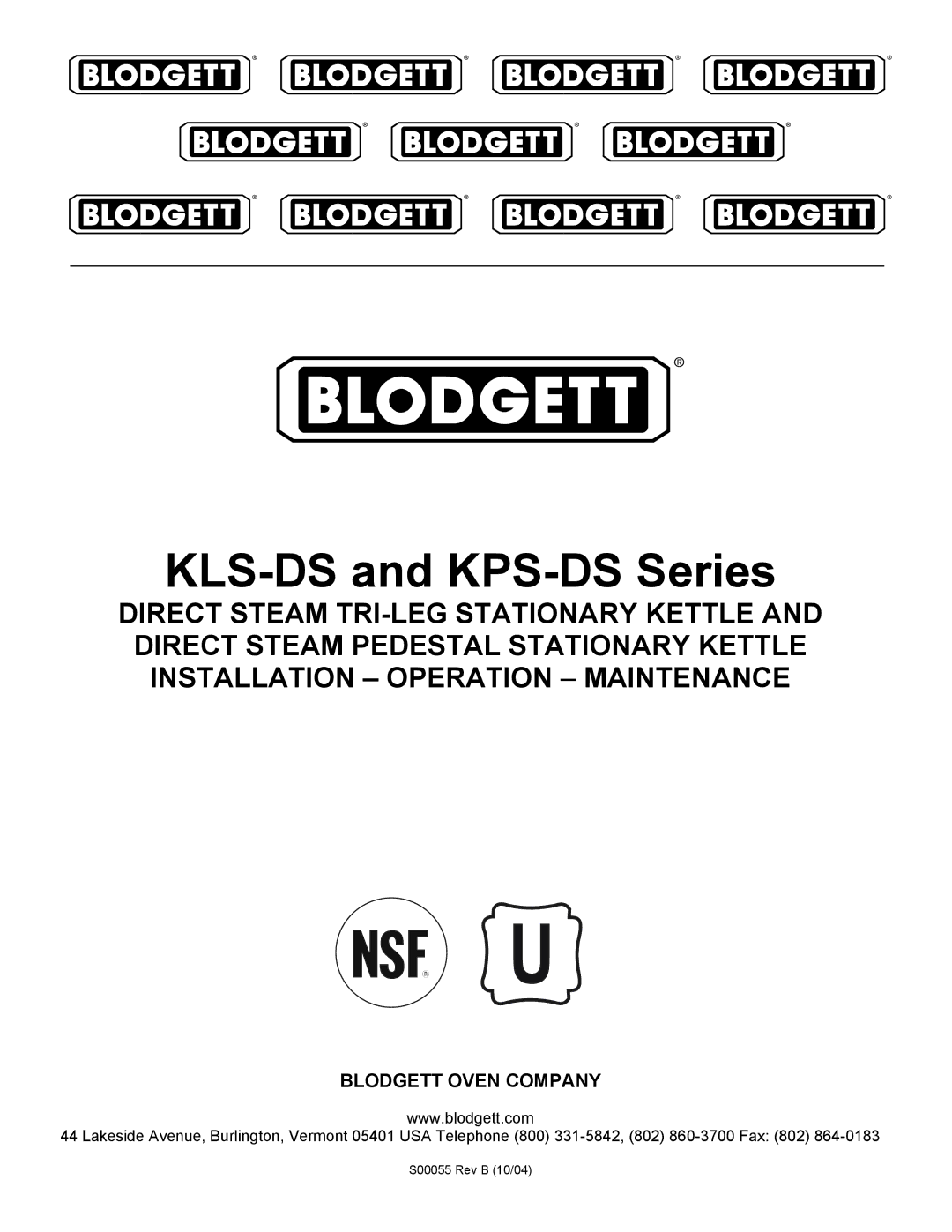 Blodgett manual KLS-DS and KPS-DS Series 