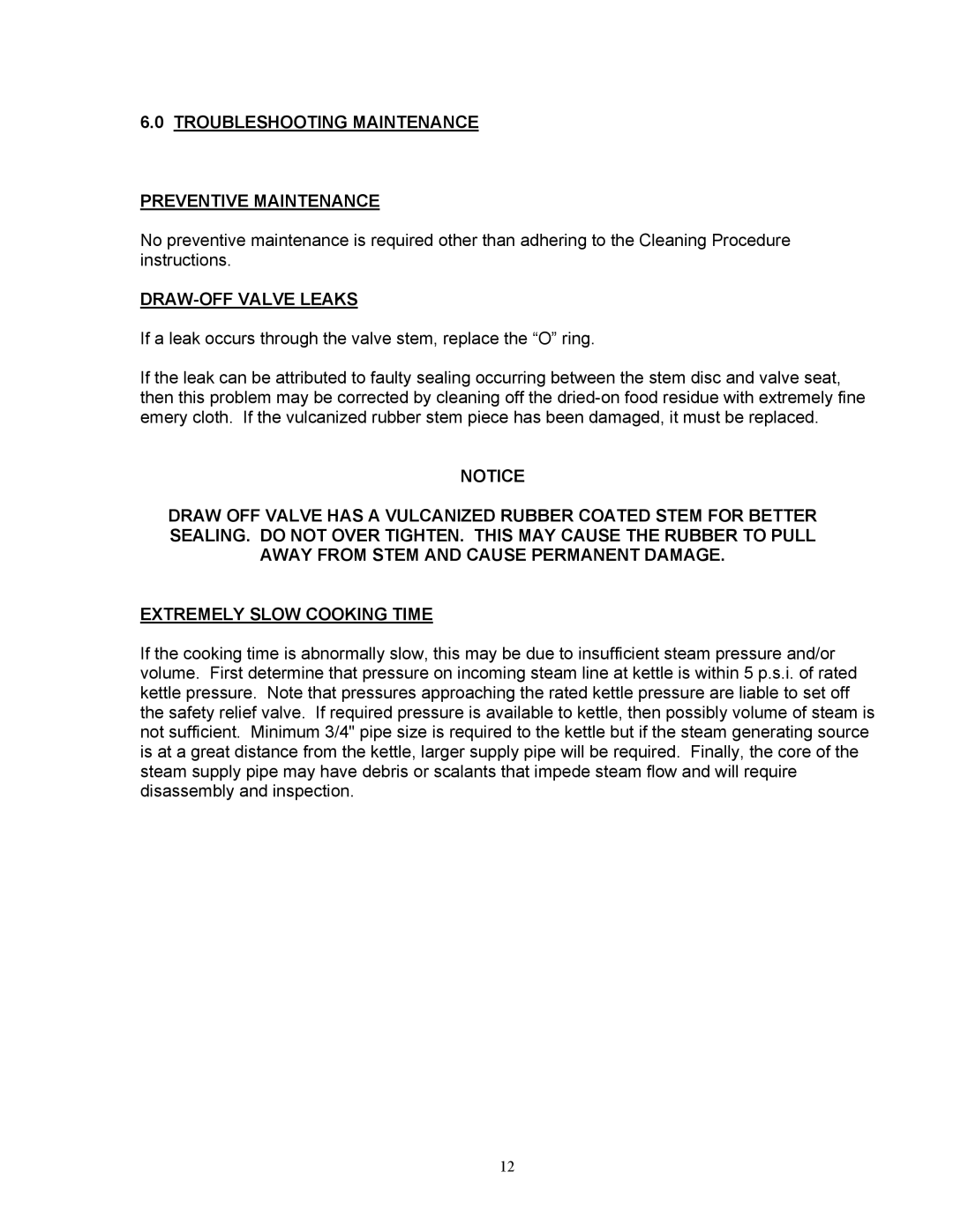 Blodgett KPS-DS Series, KLS-DS manual Troubleshooting Maintenance Preventive Maintenance, DRAW-OFF Valve Leaks 