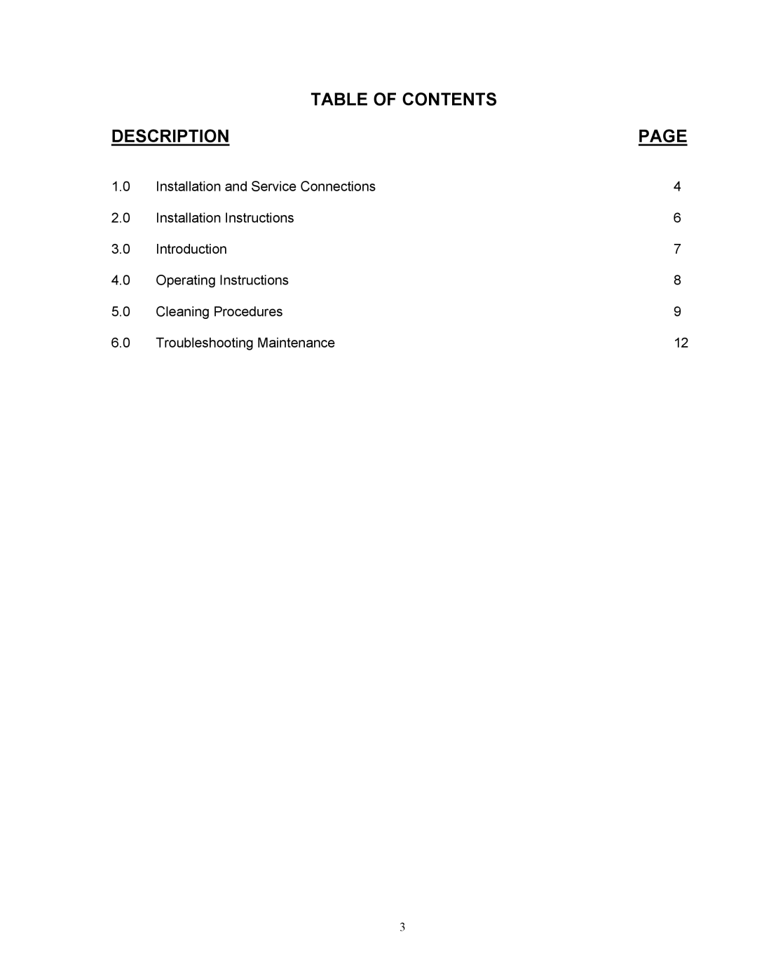 Blodgett KLS-DS, KPS-DS Series manual Table of Contents Description 