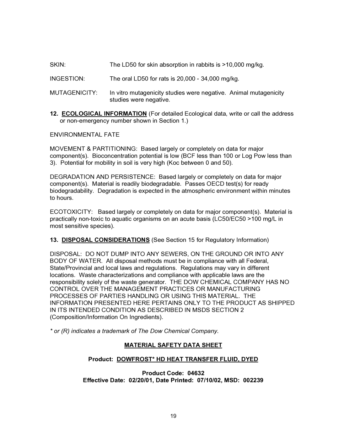 Blodgett KTG-E manual Mutagenicity, Environmental Fate 