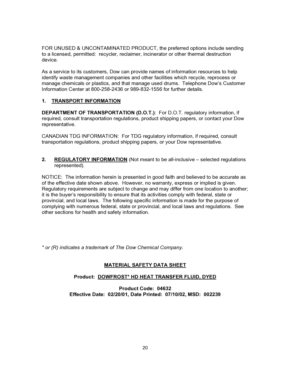 Blodgett KTG-E manual Transport Information 