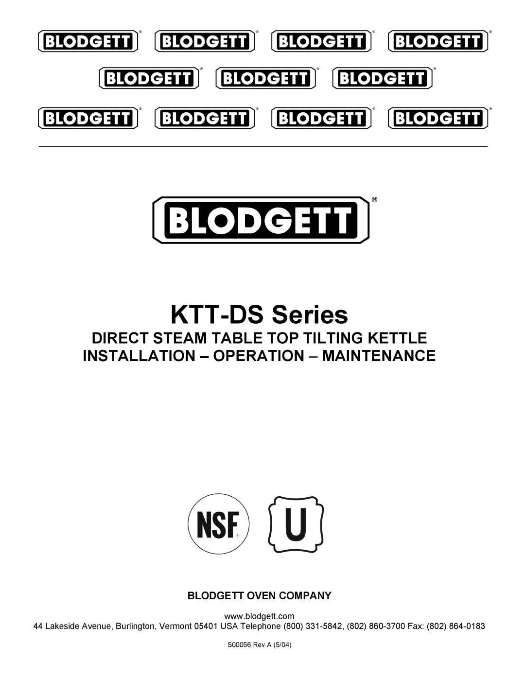 Blodgett manual KTT-DS Series 