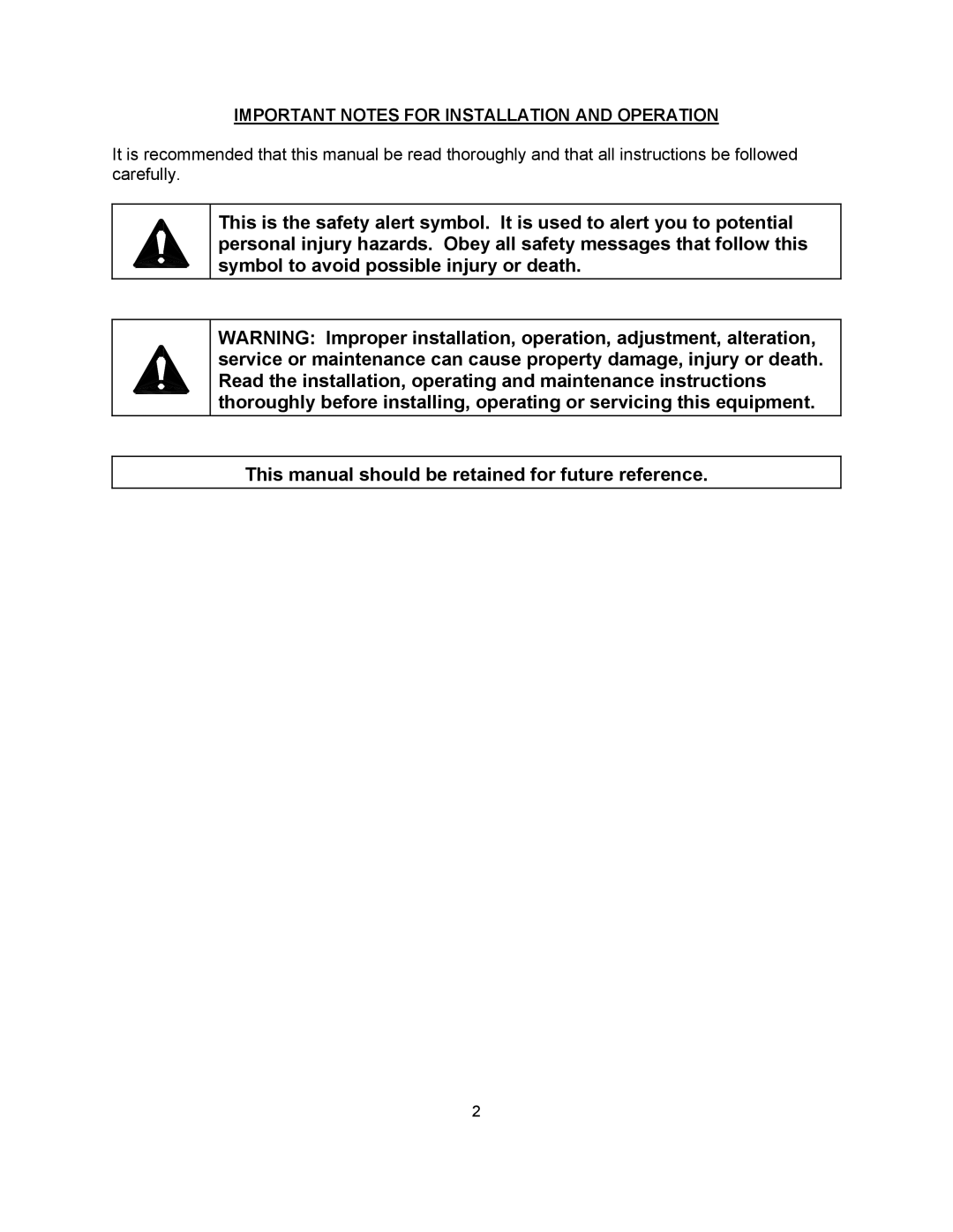 Blodgett KTT-DS manual Important Notes for Installation and Operation 