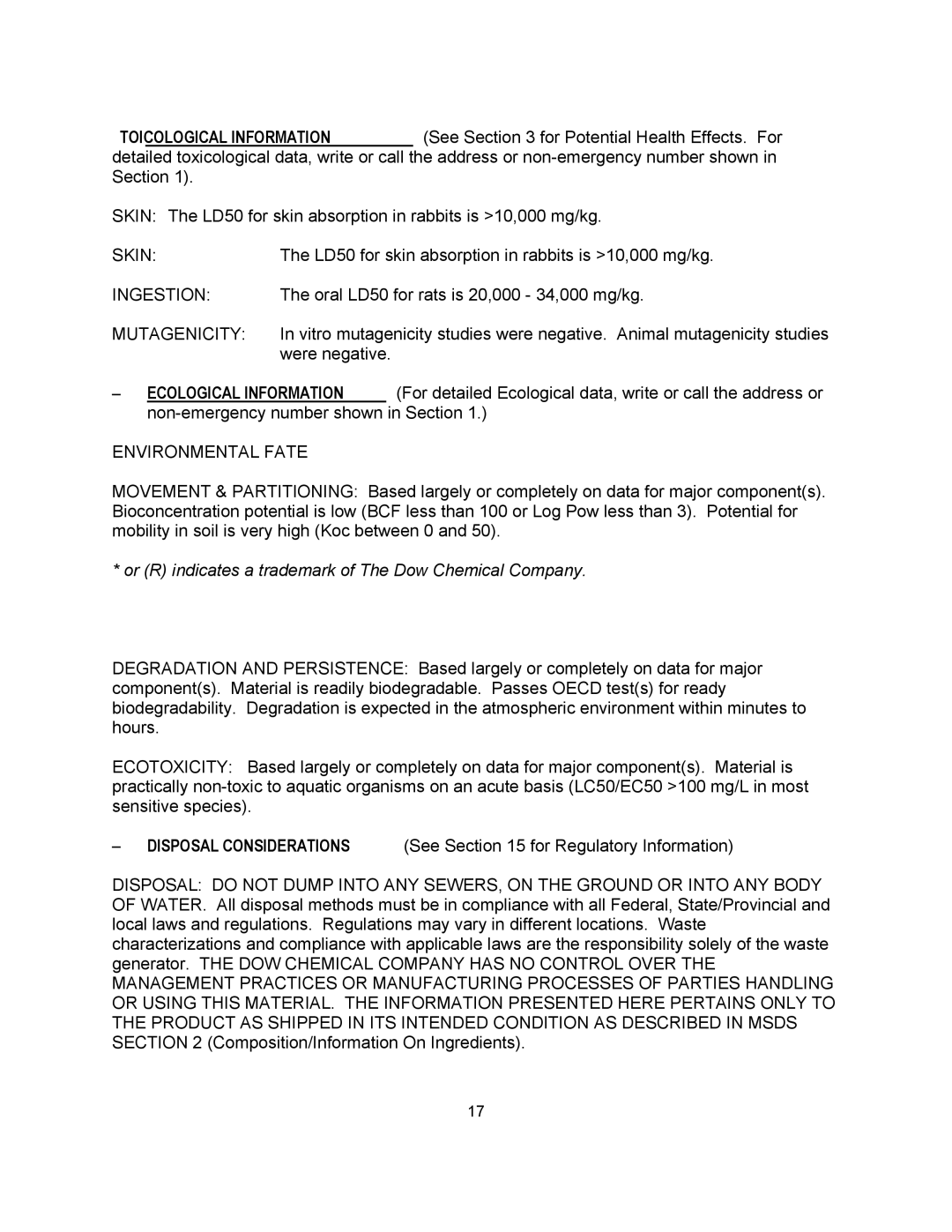 Blodgett KTT-E Series manual Mutagenicity, Environmental Fate 