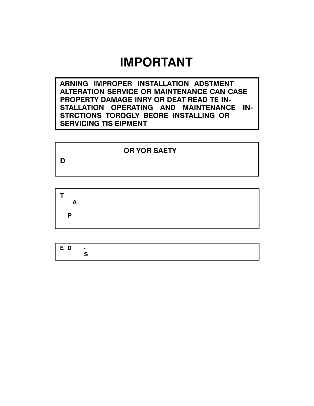 Blodgett MARK V manual For Your Safety 