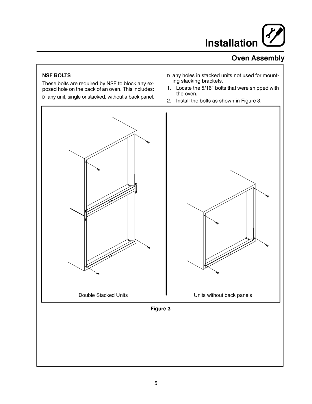 Blodgett MARK V manual Oven Assembly, NSF Bolts 