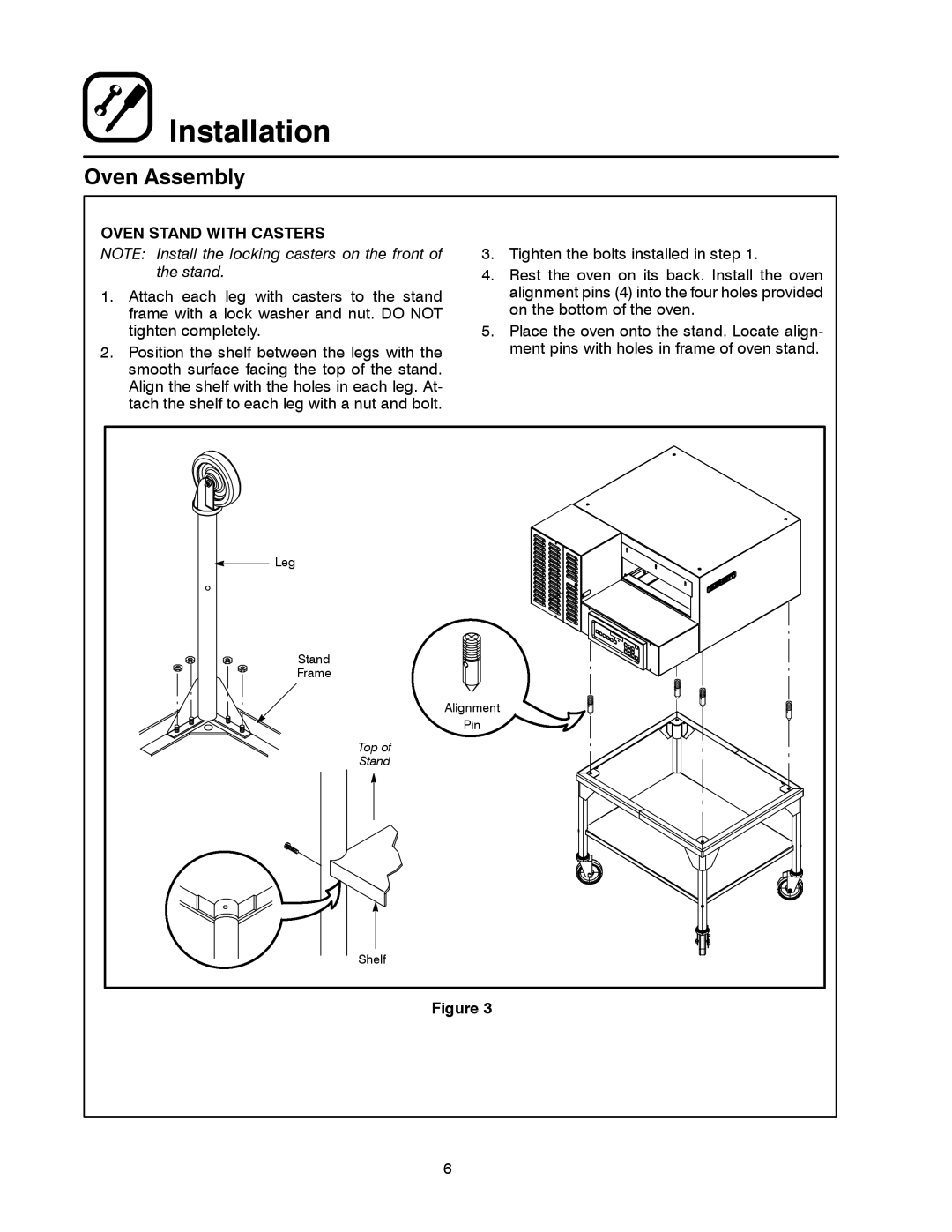 Blodgett MT1828G, MT1828E manual Oven Assembly, Oven Stand with Casters 