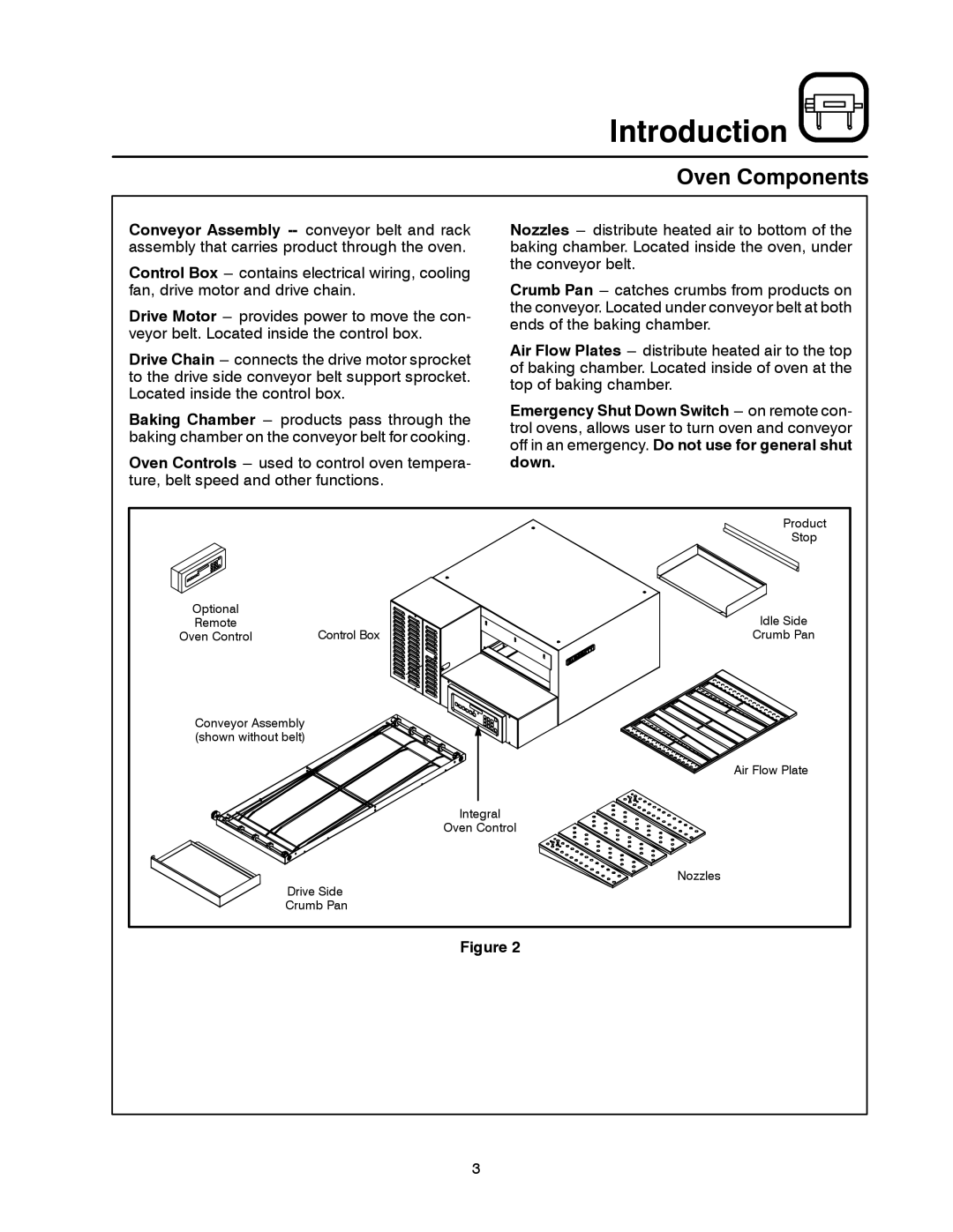 Blodgett MT1828E, MT1828G manual Oven Components, Emergency Shut Down Switch --- on remote con 